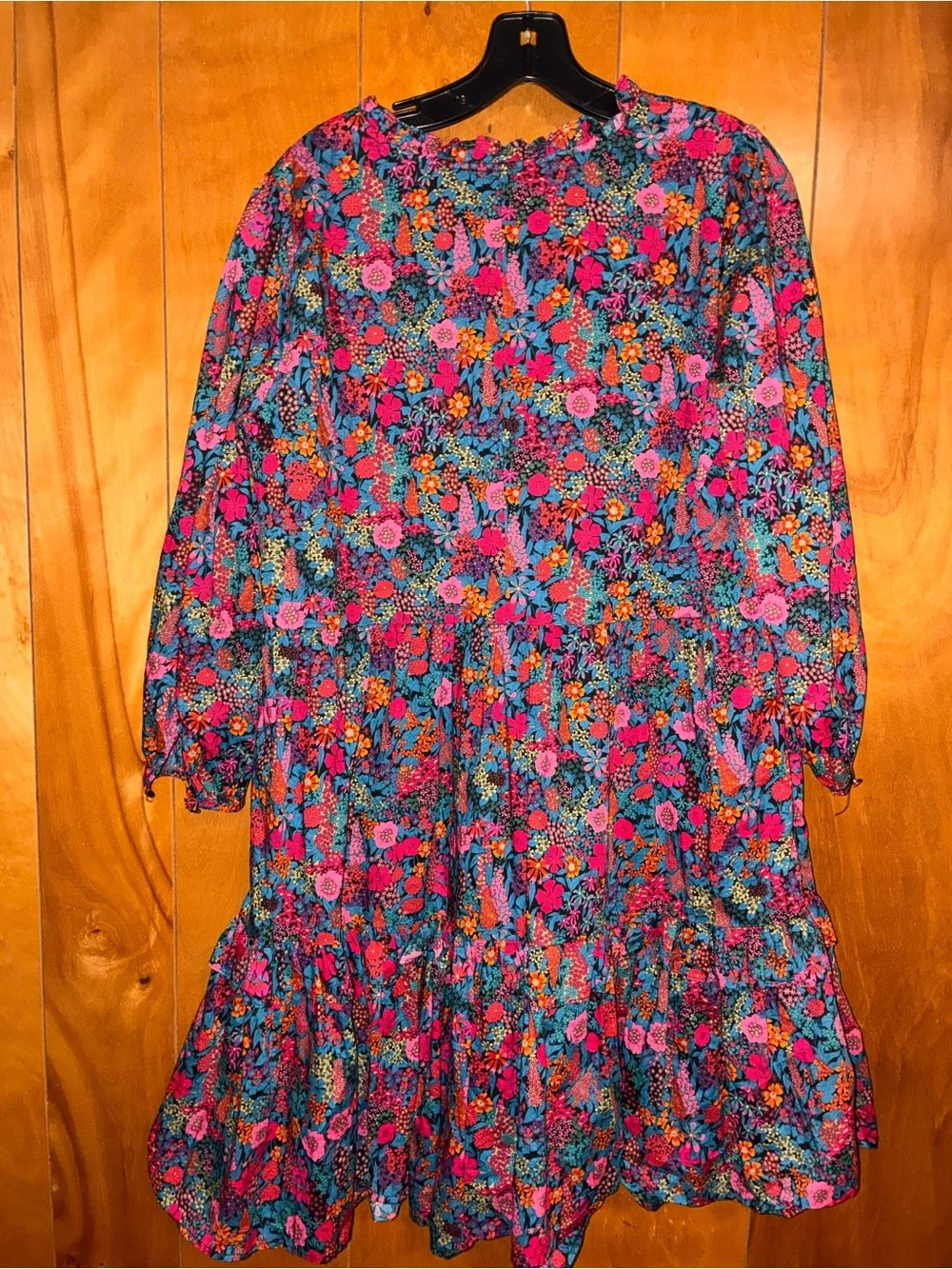 J Crew Floral Tiered Liberty Fabrics Dress - Multicolor Pink & Teal sz S